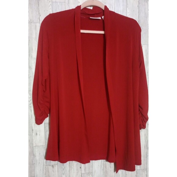 Susan Graver 2 Piece Set Liquid Knit Open Cardigan/Tank Top Red Size Small - Picture 4 of 8